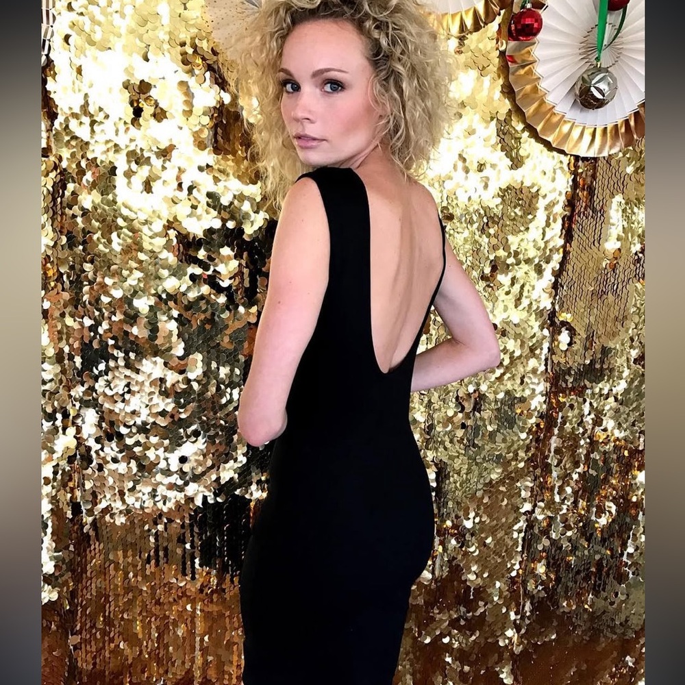 Ripley radar scoop back black midi dress formal  revolve spring party $289